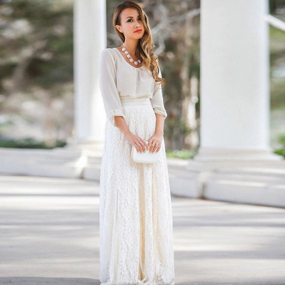 High Waisted Lace Maxi Skirt - Picture 2 of 6